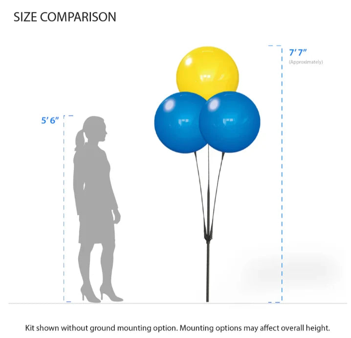 Westcoast Balloon DuraBalloon 3-Balloon Cluster Pole Kit With Ground Mount - Image 3
