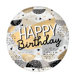 Westcoast Balloon 45316 Clearz Happy Birthday Black & Gold