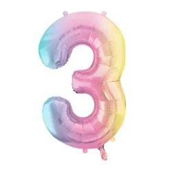 Westcoast Balloon FB1M-3 Number 3 Pastel Rainbow
