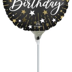 Westcoast Balloon 46345 Black Gold Silver HBD
