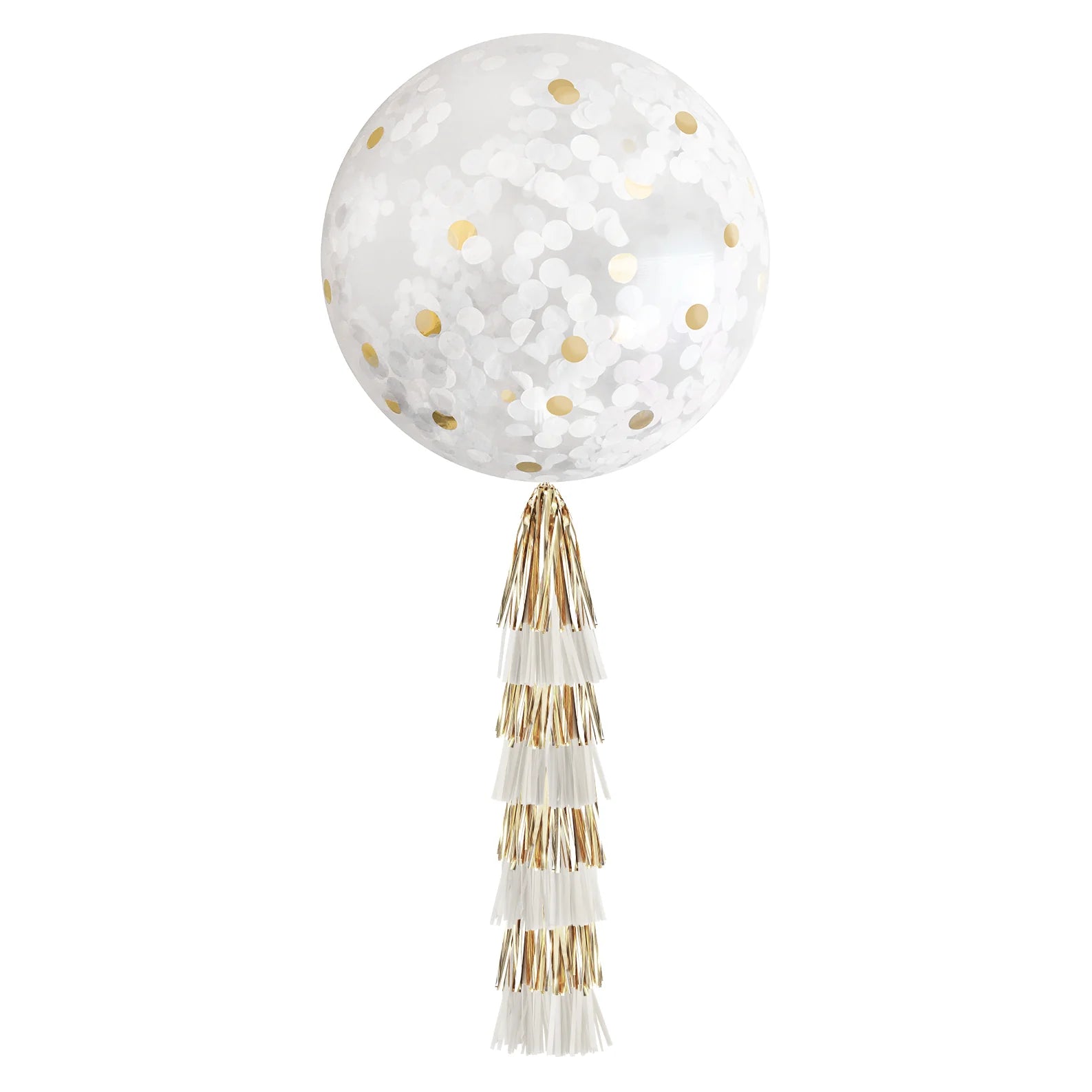 Westcoast Balloon Jumbo Confetti Balloon & Tassel Tail - White & Gold