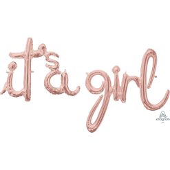 Westcoast Balloon 39163 Script Phrase It'S A Girl Rose Gold