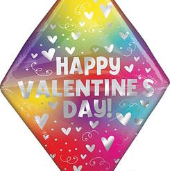 Westcoast Balloon 40559 HVD Rainbow Hearts & Swirls Gem