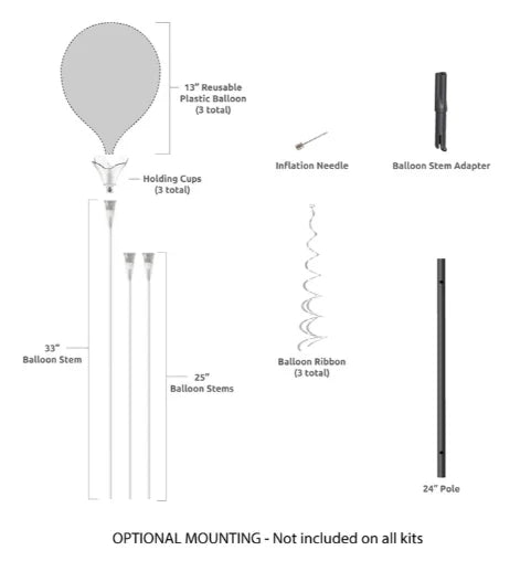 Westcoast Balloon PermaShine 3-Balloon Bouquet Short Pole Kit - Image 6