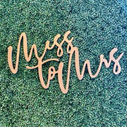 Westcoast Balloon Miss To Mrs Wood Sign Rental - Gold