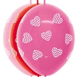 Westcoast Balloon 54583 Chevron Hearts Assortment 12 LINK-O-LOON (50Ct)