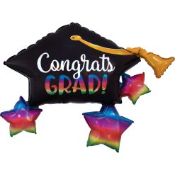 Westcoast Balloon 39403 Iridescent Grad Cap & Stars