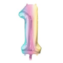 Westcoast Balloon FB1M-1 Number 1 Pastel Rainbow